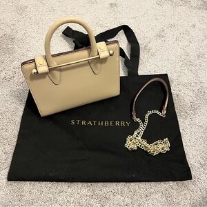 Strathberry Mini tote in Oat color